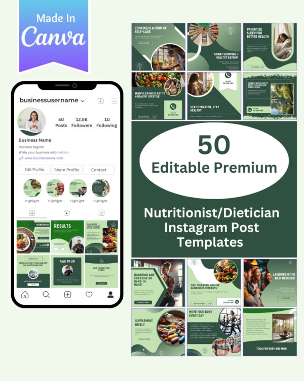 NutritionistDietician Instagram Post Templates Canva Templates