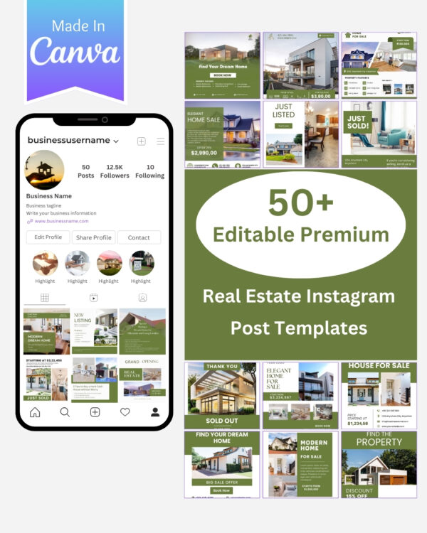 Real Estate Instagram Post Templates - Canva Editable