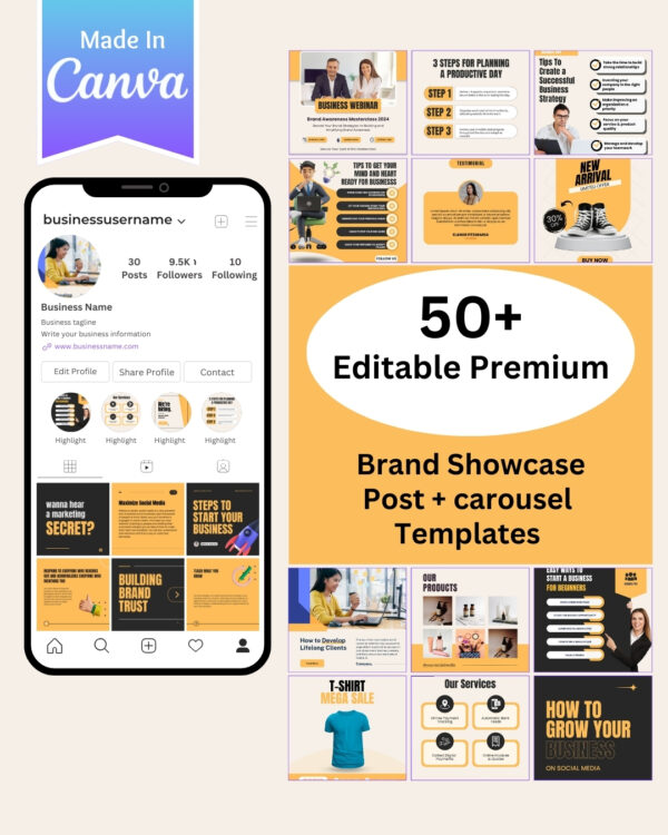 50+ Showcase Your Brand Instagram Post Carousel Templates - Canva Editable