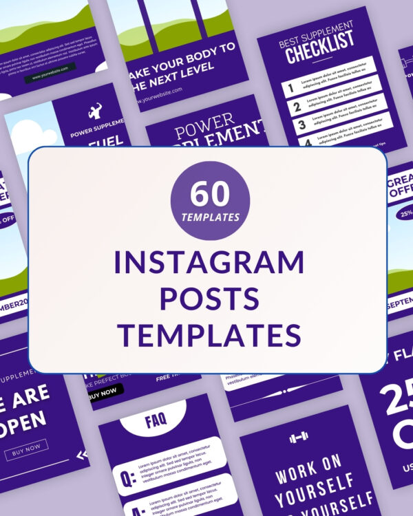 Gym Supplement Instagram Post Templates - Canva Editable Instagram Post