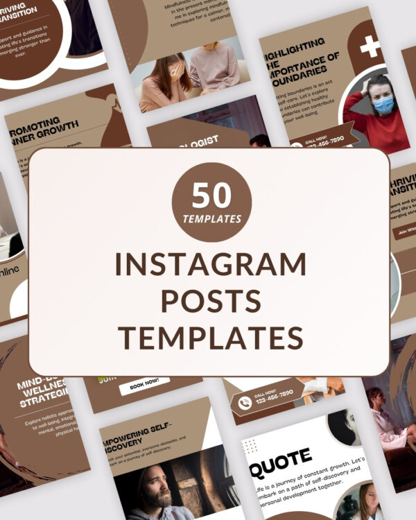 50 Psychologist Instagram Post Templates - Canva Editable