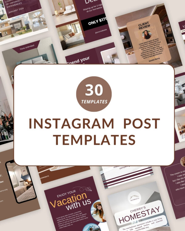 30 AirbnbHomestay Instagram Post Templates - Canva Editable