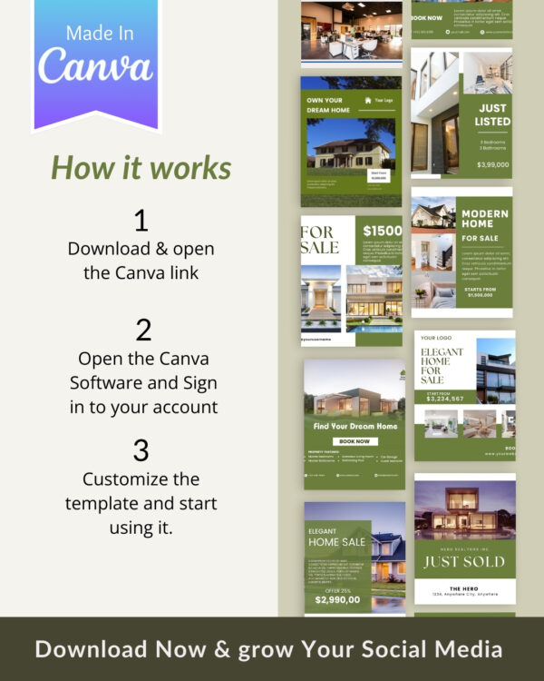Real Estate Instagram Post Templates - Canva Editable