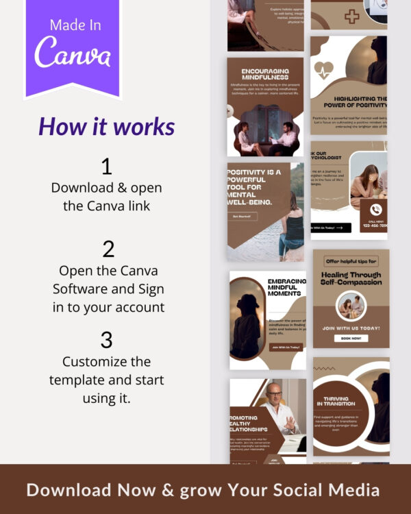 50 Psychologist Instagram Post Templates - Canva Editable