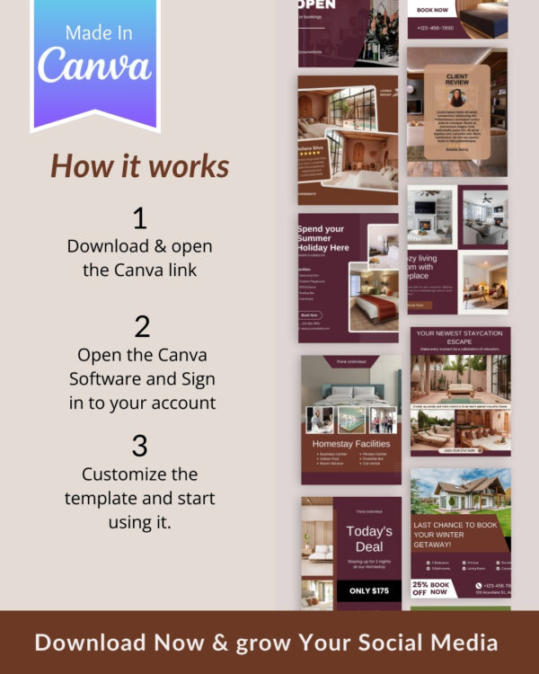 30 AirbnbHomestay Instagram Post Templates - Canva Editable