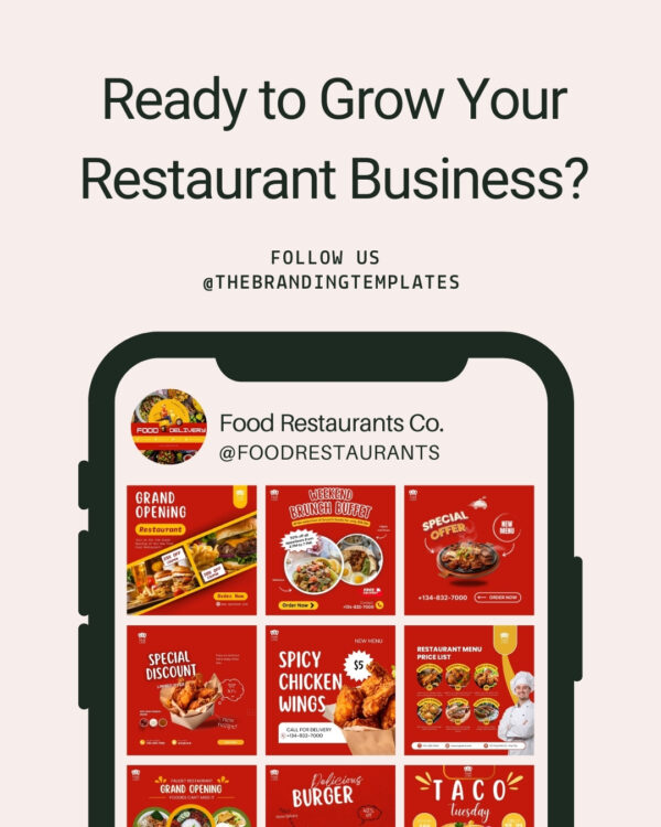 60+ Fast Food Instagram Post & Story Canva Editable Templates