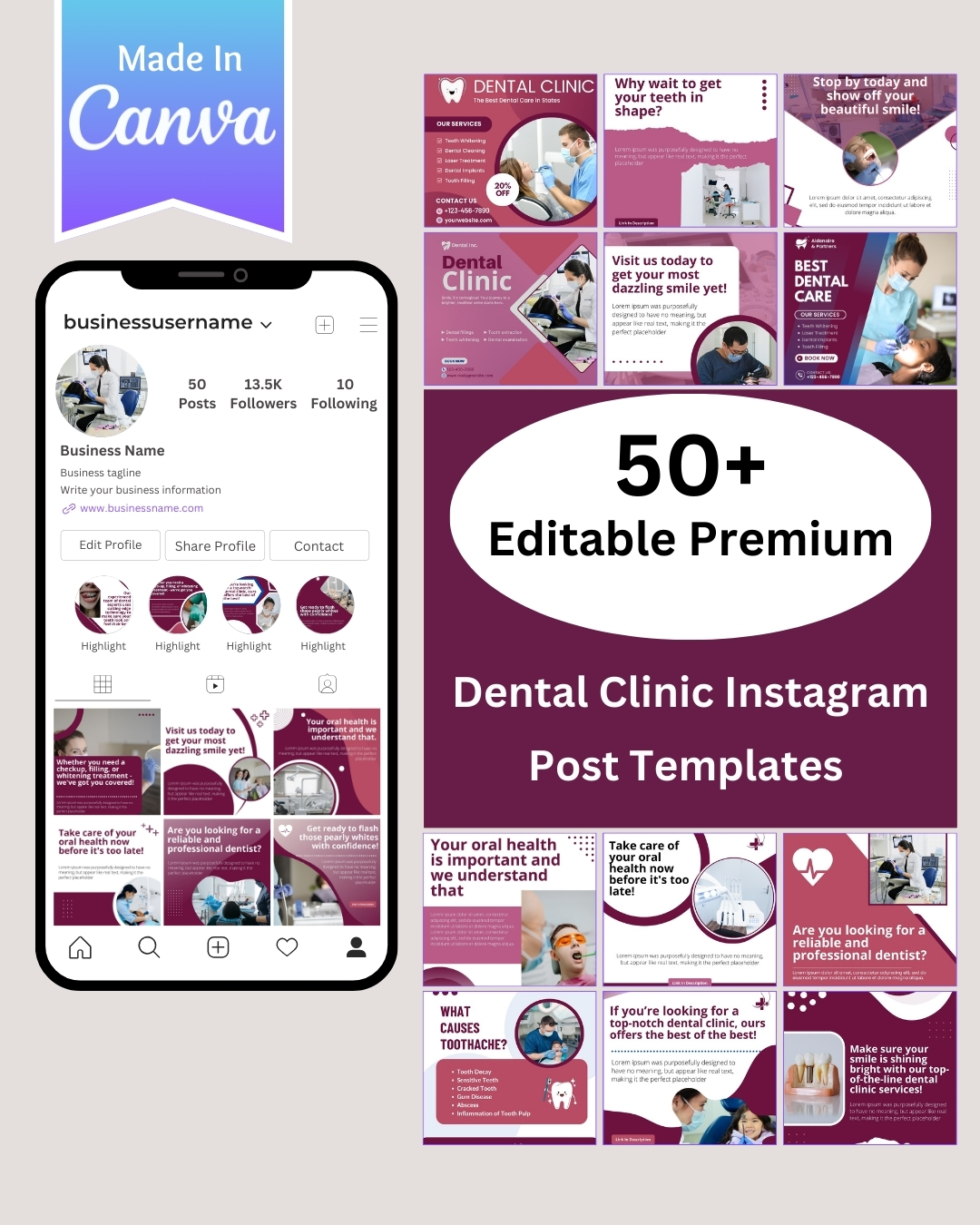 50+ Dental Clinic Instagram Post Templates - Canva Editable