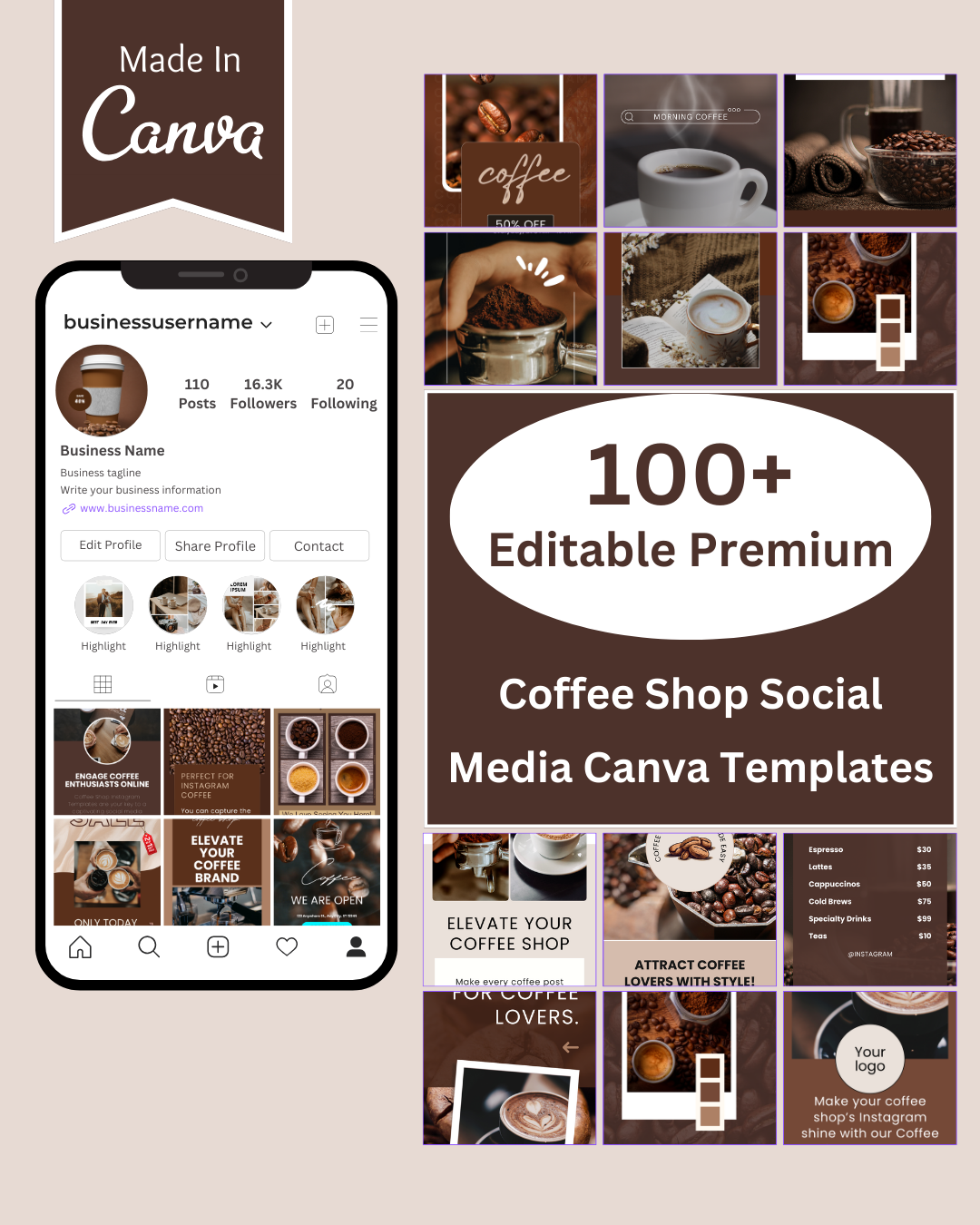 115 Coffee Shop Social Media Canva Templates