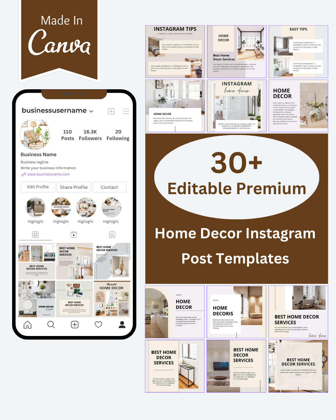 30+ Home Decor Instagram Post Templates | Editable Canva Templates
