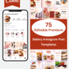 75 Bakery Instagram Post Templates | Editable Canva Templates