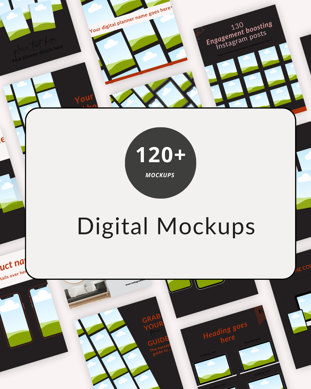 120+ Digital Product Mockup Bundle | Editable Canva Templates