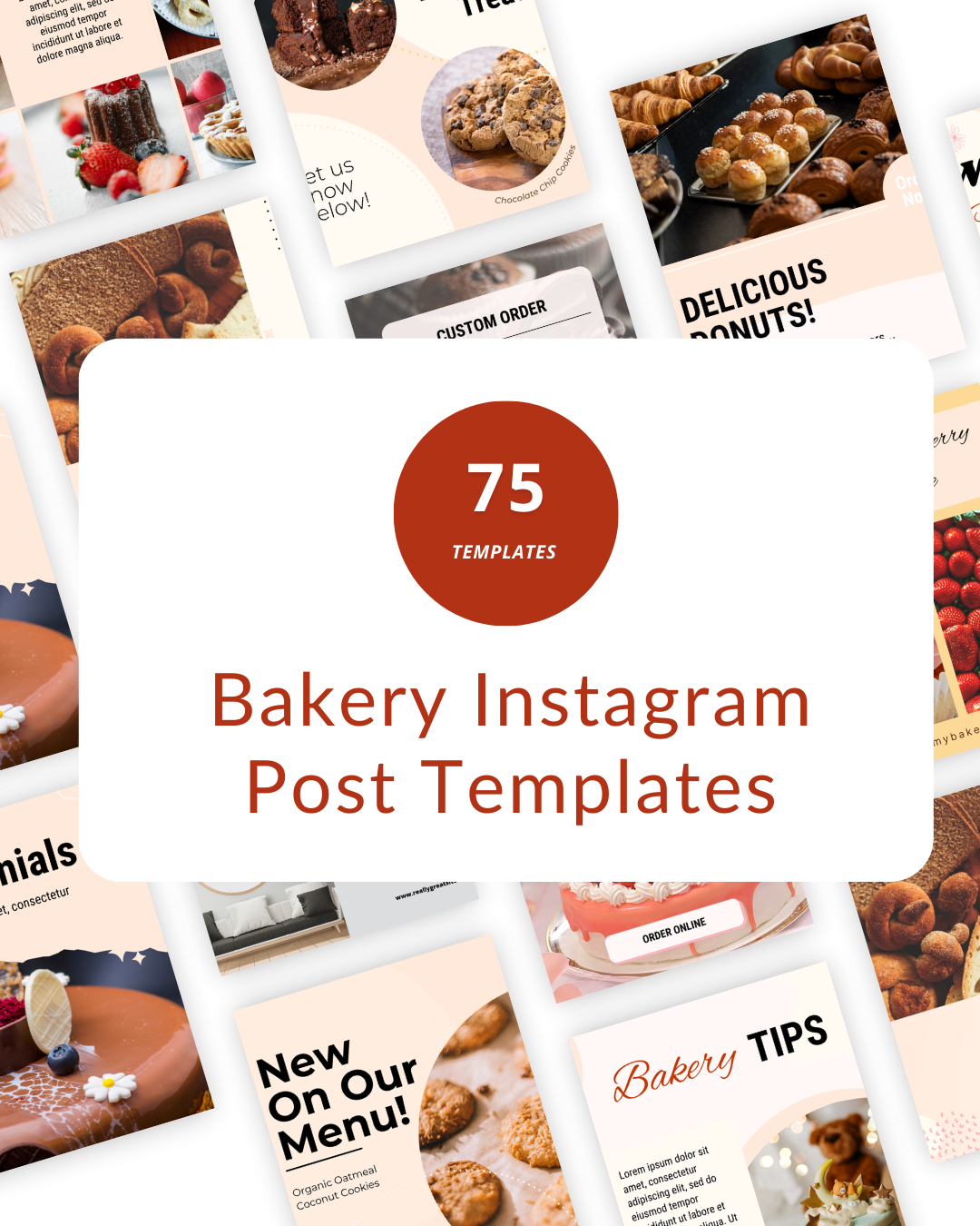 75 Bakery Instagram Post Templates | Editable Canva Templates