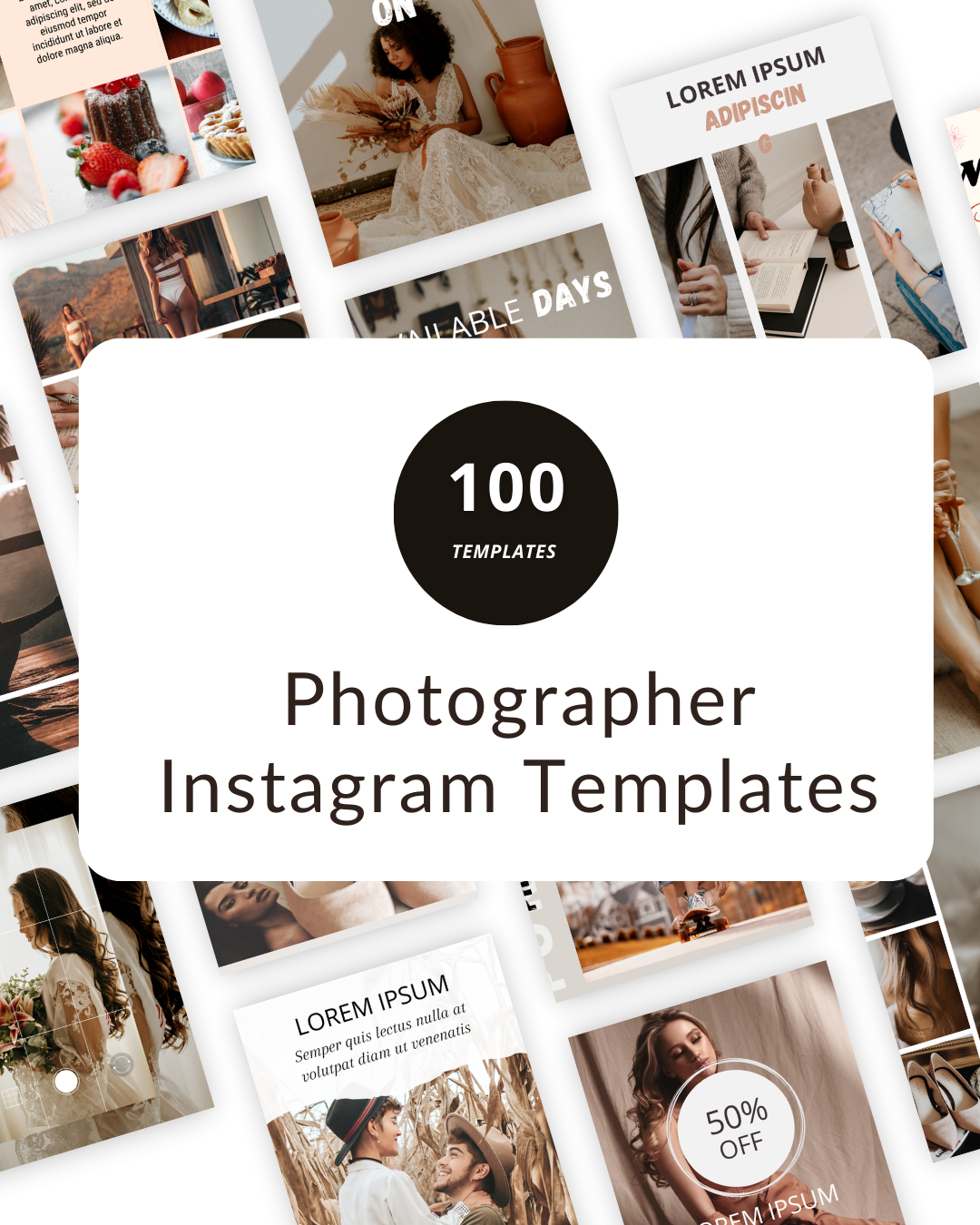 ake your photography brand to new heights with these 100 professionally designed Instagram templates! Perfect for photographers, studios, and creative professionals, these templates are fully editable in Canva—no design skills required! 🔥 What’s Included? ✔ 100 Instagram post templates ✔ Fully customizable in Canva (Free & Pro users) ✔ Edit text, colors, fonts, and images to match your photography style ✔ Ideal for promoting services, showcasing portfolios, and sharing tips ✔ Clean, modern, and visually striking designs 🚀 Why You’ll Love It ✔ Save hours with ready-to-use templates ✔ Create a professional, cohesive Instagram feed ✔ Attract clients and boost engagement with stunning visuals 🎯 How It Works Purchase the templates Instantly download the PDF with Canva link Open in Canva and start customizing 📌 No software needed – just a free Canva account! 🔥 Showcase your photography like a pro! Grab these 100 Premium Photographer Instagram Templates and start creating scroll-stopping content in minutes.