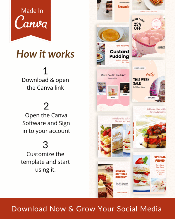 75 Bakery Instagram Post Templates | Editable Canva Templates